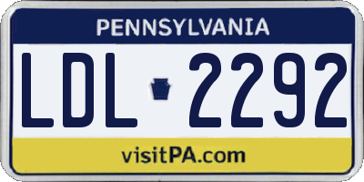 PA license plate LDL2292