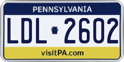PA license plate LDL2602