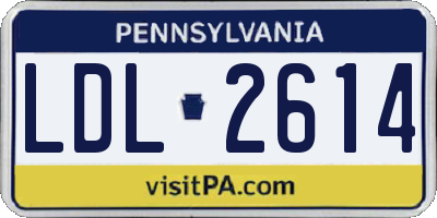 PA license plate LDL2614