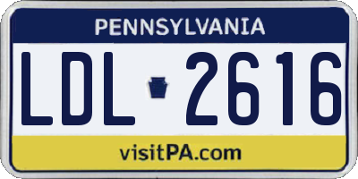 PA license plate LDL2616