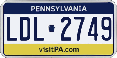 PA license plate LDL2749
