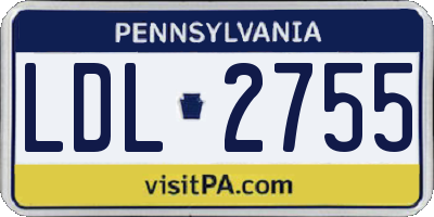 PA license plate LDL2755