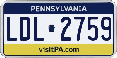 PA license plate LDL2759