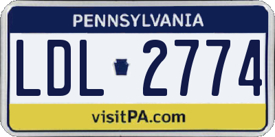 PA license plate LDL2774