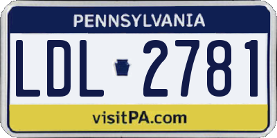 PA license plate LDL2781