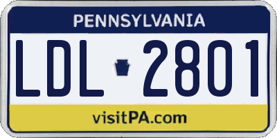 PA license plate LDL2801