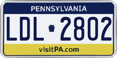 PA license plate LDL2802