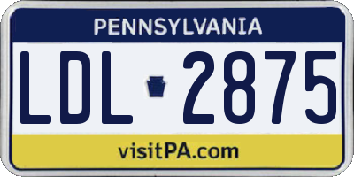 PA license plate LDL2875
