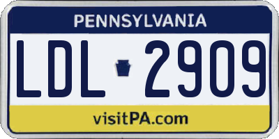 PA license plate LDL2909