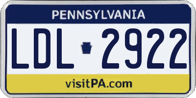 PA license plate LDL2922
