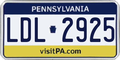 PA license plate LDL2925