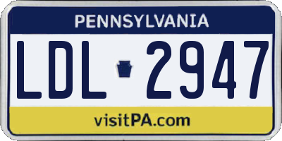 PA license plate LDL2947