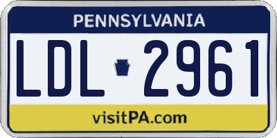 PA license plate LDL2961