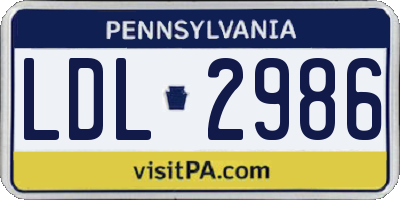 PA license plate LDL2986