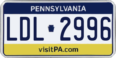 PA license plate LDL2996