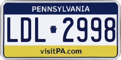 PA license plate LDL2998
