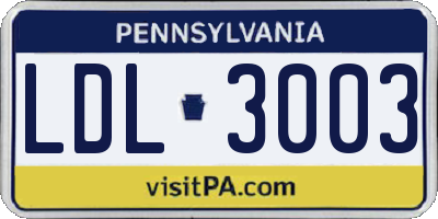 PA license plate LDL3003
