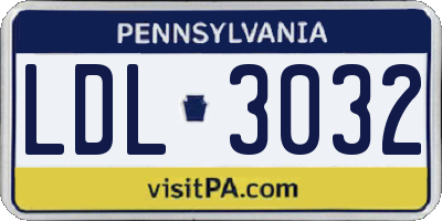 PA license plate LDL3032