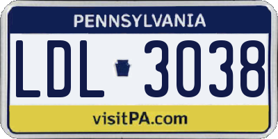 PA license plate LDL3038