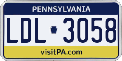 PA license plate LDL3058