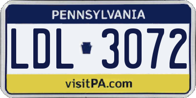 PA license plate LDL3072