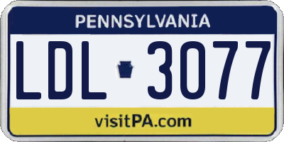 PA license plate LDL3077