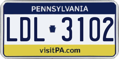 PA license plate LDL3102