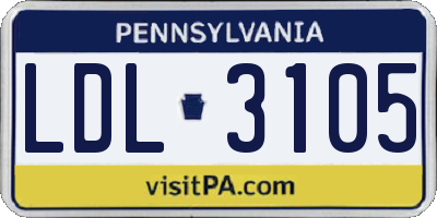 PA license plate LDL3105