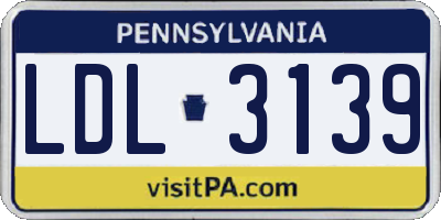 PA license plate LDL3139