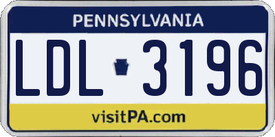 PA license plate LDL3196