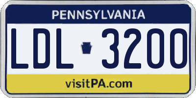 PA license plate LDL3200