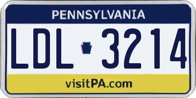PA license plate LDL3214