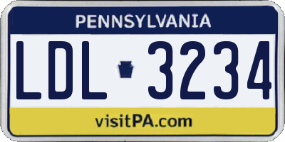 PA license plate LDL3234