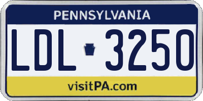 PA license plate LDL3250