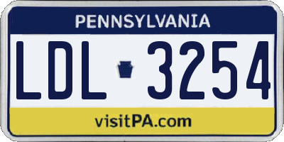 PA license plate LDL3254