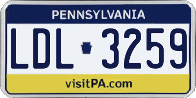 PA license plate LDL3259