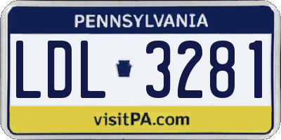 PA license plate LDL3281