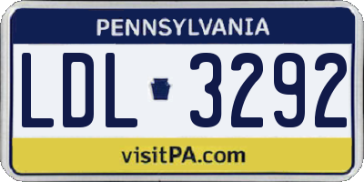 PA license plate LDL3292