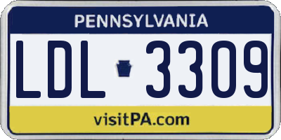 PA license plate LDL3309