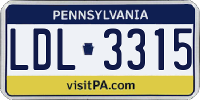 PA license plate LDL3315