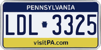 PA license plate LDL3325