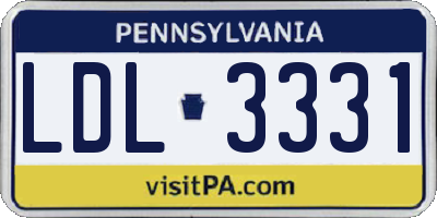 PA license plate LDL3331