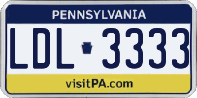 PA license plate LDL3333