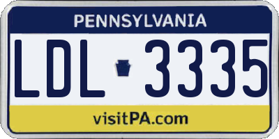 PA license plate LDL3335