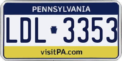 PA license plate LDL3353