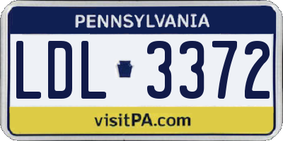 PA license plate LDL3372