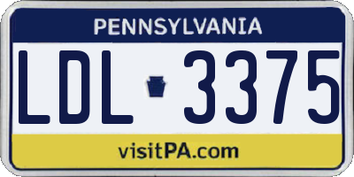 PA license plate LDL3375