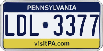 PA license plate LDL3377