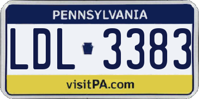 PA license plate LDL3383
