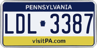 PA license plate LDL3387